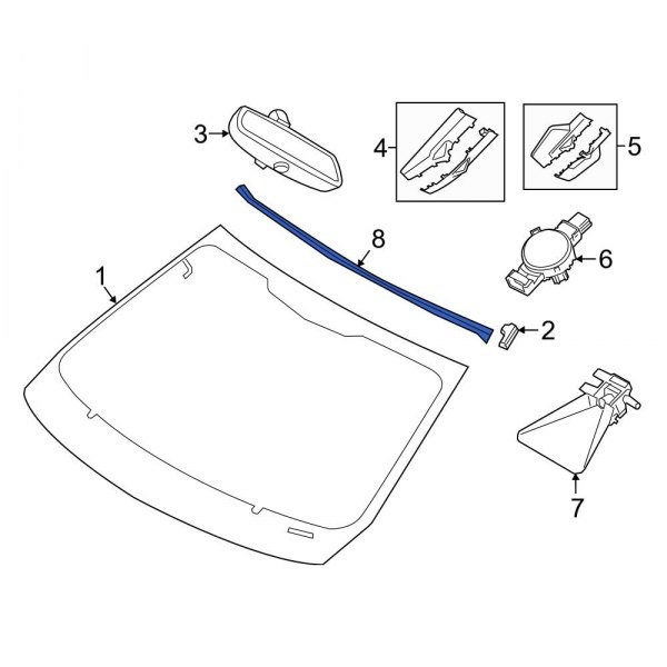 BMW OE 51317310765 Front Upper Windshield Molding
