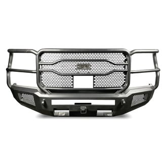 Body Armor 4x4® - Ambush XT Full Width Black Powder Coated Front HD Bumper with Grille Guard and 2" Hitch Receiver