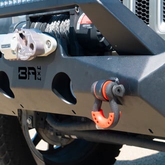 Body Armor 4x4® - Orion Mid Width Black Powder Coated Front Winch HD Bumper with Hoop