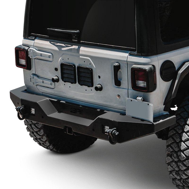 Body Armor 4x4® - Jeep Wrangler 2007 Base Full Width Blacked Rear HD Bumper  with Tire Carrier Mount