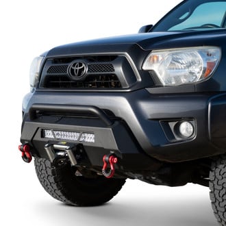 Body Armor 4x4® - Hiline Stubby Black Powder Coated Front Winch HD Bumper with Hoop