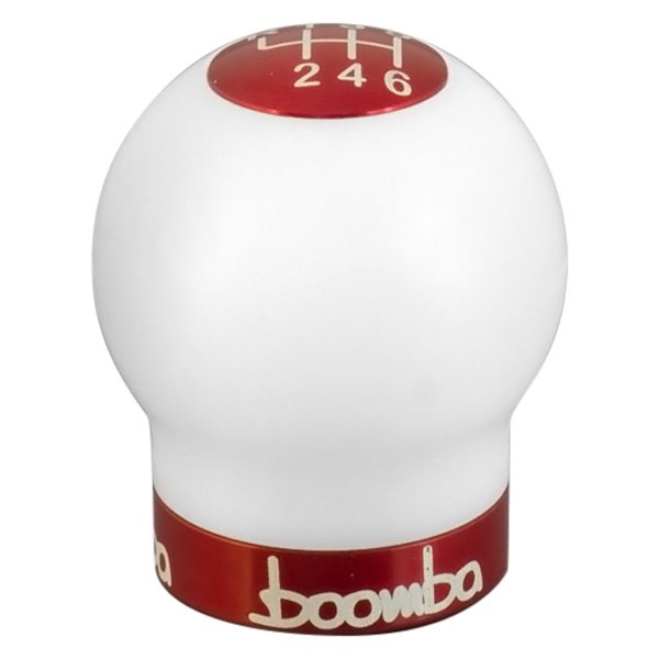 Boomba Racing® - White Round V2 Weighted Shift Knob with Red Aluminum Accents