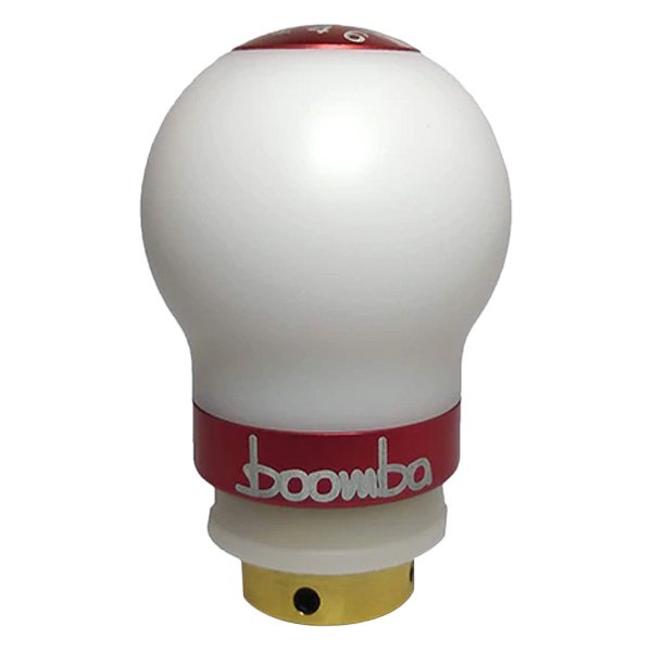 Boomba Racing® - White Round V2 Weighted Shift Knob with Red Aluminum Accents