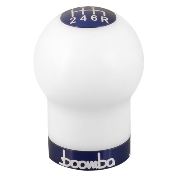 Boomba Racing® - White Round V2 Weighted Shift Knob with Blue Aluminum Accents