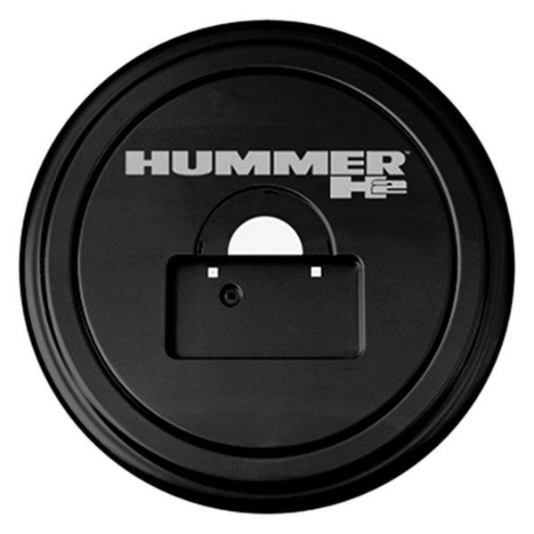 Boomerang® - 35" MasterSeries™ Black Spare Tire Cover with Black Powder Coated SS Ring and Hummer H2 Logo