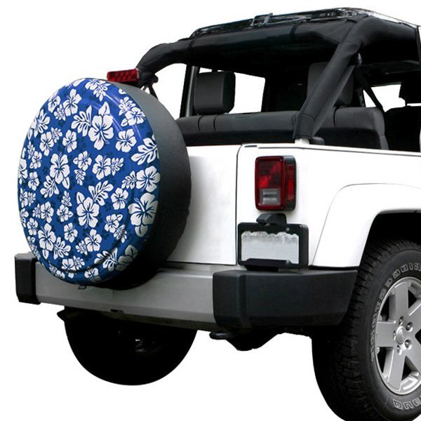 Boomerang® - 29/30" Rigid Series™ Hawaiian Blue and White Print Spare Tire Cover