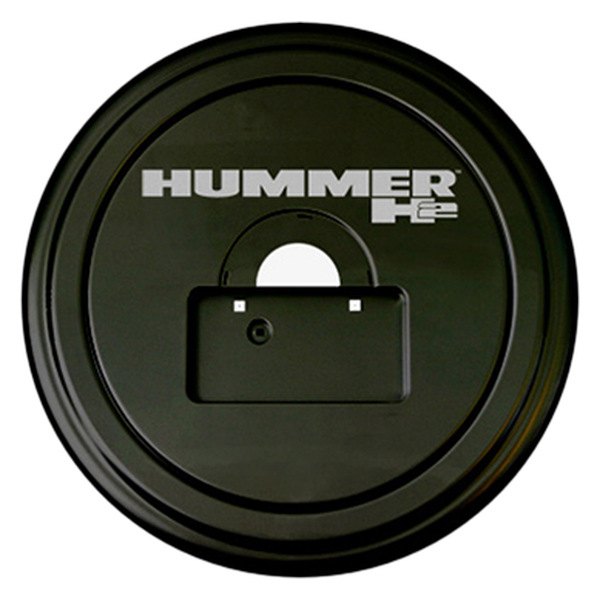 Boomerang® - 35" Rigid Series™ Black Spare Tire Cover with License Plate Pocket and Hummer H2 Logo