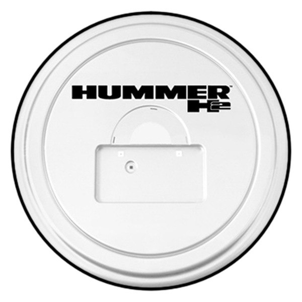 Boomerang® - 35" Rigid Series™ White Spare Tire Cover with License Plate Pocket and Hummer H2 Logo