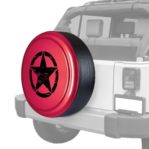 Boomerang® - 32" Rigid Series™ Deep Cherry Red Spare Tire Cover and Oscar Mike Logo