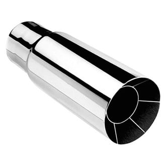 Borla® - Stainless Steel Round Intercooled Straight Cut Clamp-On Polished Exhaust Tip (2.25" Inlet, 2.5" Outlet, 6" Length)