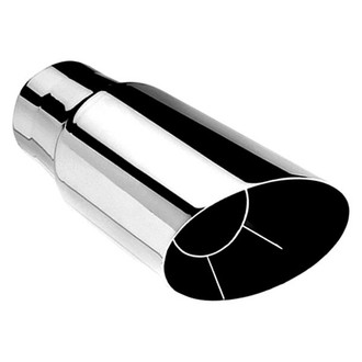 Borla® - Stainless Steel Round Intercooled Angle Cut Clamp-On Polished Exhaust Tip (3" Inlet, 3.5" Outlet, 9" Length)