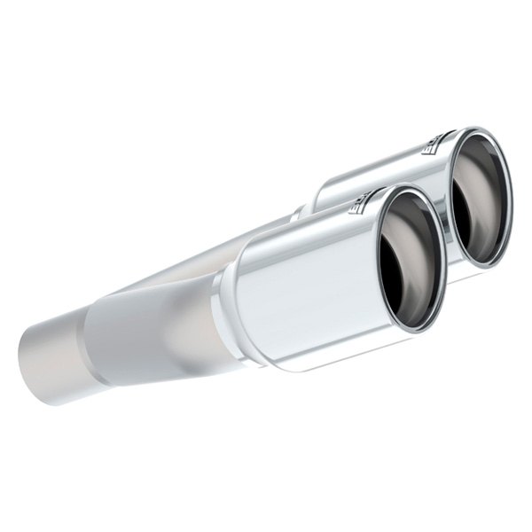 Borla® - Stainless Steel Round Intercooled Rolled Edge Angle Cut Dual Polished Exhaust Tip