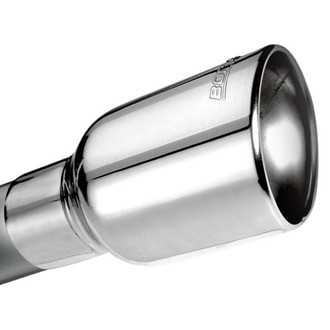 Borla® - Stainless Steel Oval Rolled Edge Angle Cut Clamp-On Polished Exhaust Tip (2.5" Inlet, 7" Length)