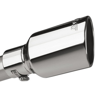 Borla® - Stainless Steel Round Rolled Edge Angle Cut Clamp-On Polished Exhaust Tip (2.5" Inlet, 4" Outlet, 6.25" Length)