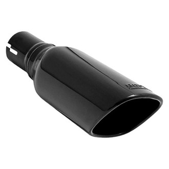Borla® - Stainless Steel Square Rolled Edge Angle Cut Clamp-On Black Chrome Exhaust Tip (2.25" Inlet, 10.5" Length)