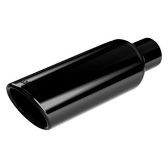 Borla® - Stainless Steel Round Rolled Edge Angle Cut Clamp-On Black Chrome Exhaust Tip (2.75" Inlet, 4" Outlet, 14" Length)