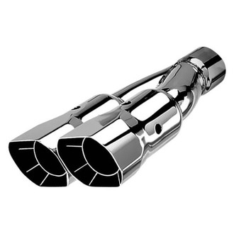Borla® - Stainless Steel Square Intercooled Angle Cut Clamp-On Dual Polished Exhaust Tip (2.5" Inlet, 14" Length)