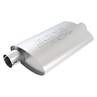 Borla® - Pro XS™ Stainless Steel Oval Notched Gray Exhaust Muffler (2.5" Center ID, 2.5" Offset OD, 14" Length)