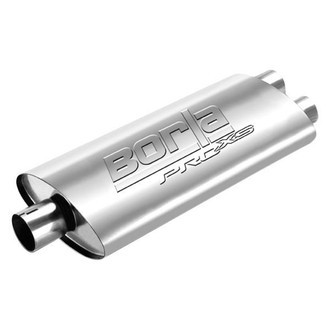 Borla® - Pro XS™ Stainless Steel Oval Notched Gray Exhaust Muffler (2.5" Center ID, 2.5" Dual OD, 19" Length)