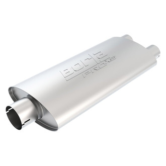 Borla® - Pro XS™ Stainless Steel Oval Notched Gray Exhaust Muffler (3" Center ID, 2.25" Dual OD, 19" Length)