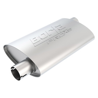Borla® - Pro XS™ Stainless Steel Oval Notched Gray Exhaust Muffler (2.25" Offset ID, 2.25" Offset OD, 14" Length)