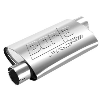 Borla® - Pro XS™ Stainless Steel Oval Notched Gray Exhaust Muffler (3" Offset ID, 3" Offset OD, 14" Length)