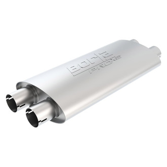 Borla® - Pro XS™ Stainless Steel Oval Notched Gray Exhaust Muffler (2.25" Dual ID, 2.25" Dual OD, 19" Length)