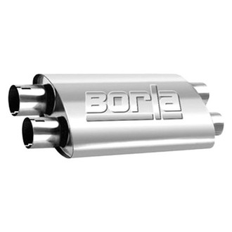 Borla® - Pro XS™ Stainless Steel Oval Notched Gray Exhaust Muffler (2.5" Dual ID, 2.5" Dual OD, 19" Length)