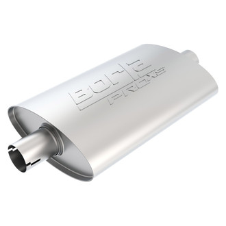Borla® - Pro XS™ Stainless Steel Oval Notched Gray Exhaust Muffler (2" Center ID, 2" Center OD, 14" Length)