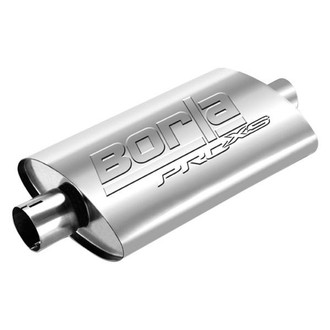 Borla® - Pro XS™ Stainless Steel Oval Notched Gray Exhaust Muffler (2.25" Center ID, 2.25" Center OD, 14" Length)
