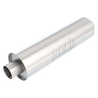 Borla® - Heavy Duty Stainless Steel Round Notched Gray Exhaust Muffler (3" Center ID, 3" Center OD, 24" Length)