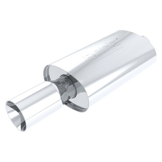 Borla® - Boomer™ Series Stainless Steel Oval Blow Torch Race Silver Exhaust Muffler (2.25" Center ID, 4" Center OD, 14" Length)