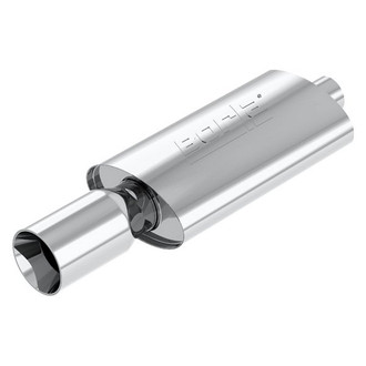 Borla® - Boomer™ Series Stainless Steel Oval Wailtail Race Silver Exhaust Muffler (2.25" Center ID, 5" Center OD, 14" Length)