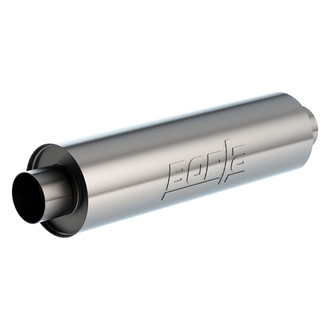 Borla® - Heavy Duty Stainless Steel Round Un-Notched Necks Gray Exhaust Muffler (3.5" Center ID, 3.5" Center OD, 24" Length)