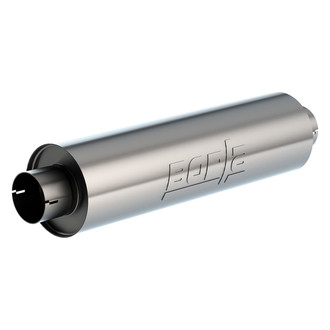 Borla® - Heavy Duty Stainless Steel Round Notched Necks Gray Exhaust Muffler (3.5" Center ID, 3.5" Center OD, 24" Length)