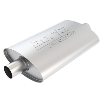 Borla® - Pro XS™ Stainless Steel Oval Unnotched Gray Exhaust Muffler (2" Center ID, 2" Center OD, 14" Length)