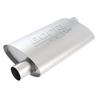 Borla® - Pro XS™ Stainless Steel Oval Unnotched Gray Exhaust Muffler (2.25" Offset ID, 2.25" Offset OD, 14" Length)