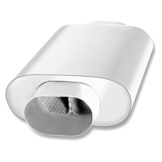 Borla® - XR-1™ Stainless Steel Oval Slim Line Gray Exhaust Muffler (3.5" tubing formed into 4.13" x 2.61" oval Center ID, 3.5" tubing formed into 4.13" x 2.61" oval Center OD, 12" Length)