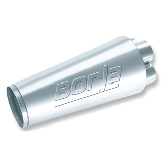 Borla® - XR-1™ Stainless Steel Round Collector Silver Exhaust Muffler (2.38" Center ID, 4.5" Center OD, 14" Length)