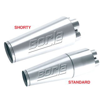 Borla® - XR-1™ Stainless Steel Round Collector Silver Exhaust Muffler (2.13" Center ID, 3.5" Center OD, 14" Length)