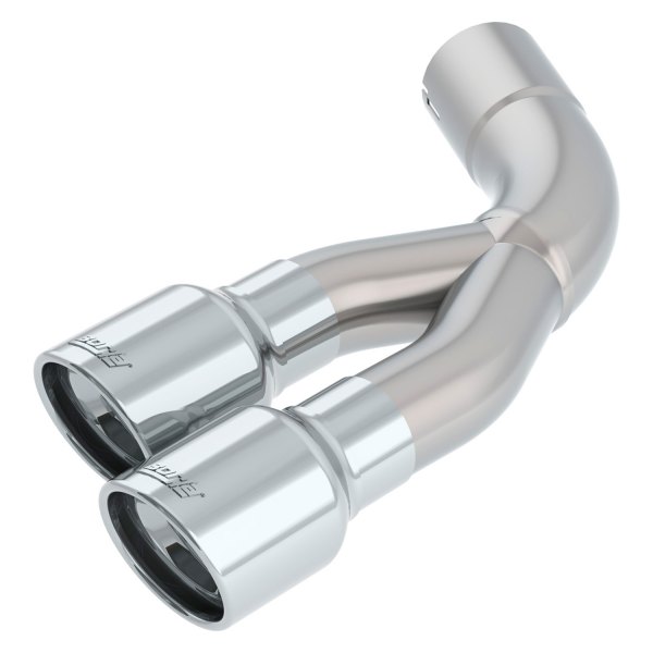 Borla® - 304 SS Round Rolled Edge Angle Cut Dual Polished Exhaust Tip