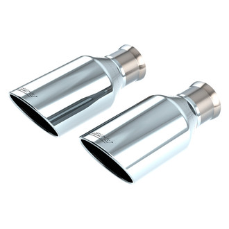Borla® - 304 SS Round Angle Cut Clamp-On Bright Chrome Exhaust Tips