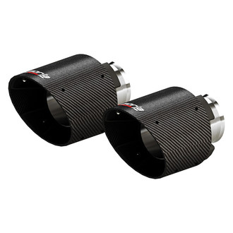 Borla® - 304 SS Round Clamp-On Carbon Fiber with Black Anodized Center Exhaust Tips