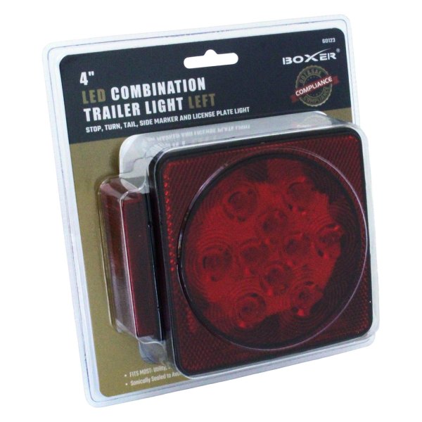 Boxer Tools® - Driver Side 4" Square Stud Mount LED Combination Tail Light with License Plate Light