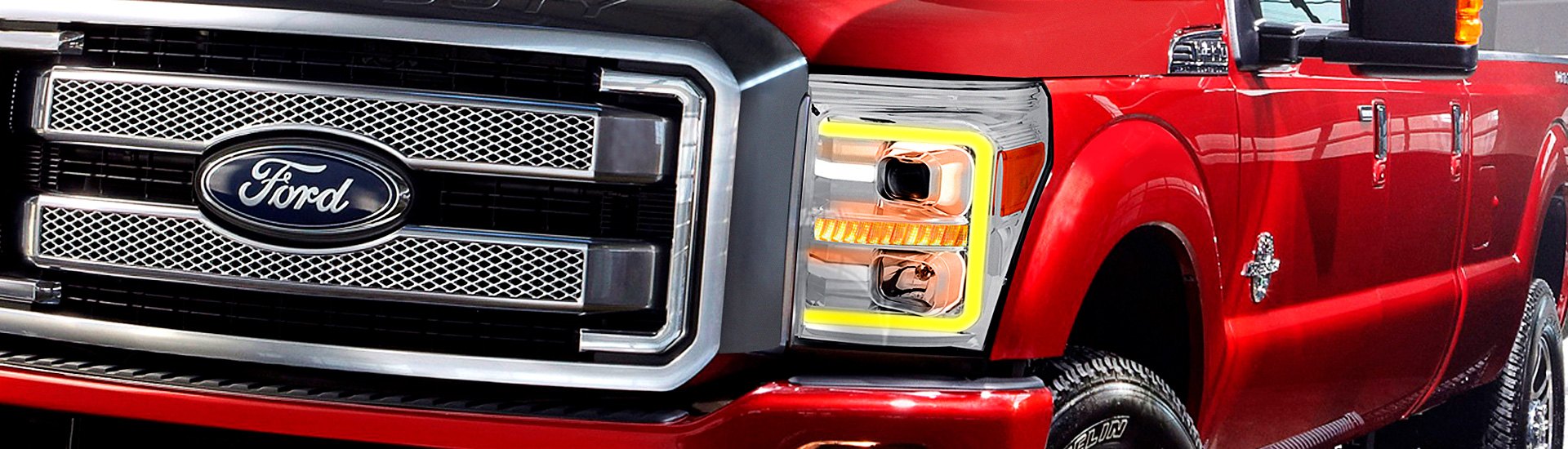 New Headlights with LED U-Bar Turn Signal for Ford Super Duty Trucks