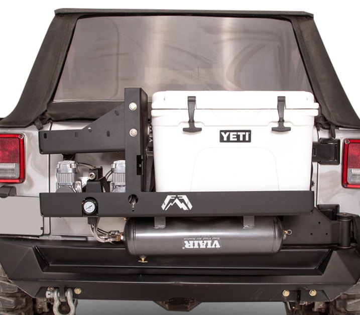 Ultimate Jeep JK AddOn Fab Fours’ Air Compressor & Yeti Cooler Mount