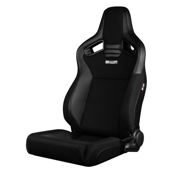 Braum® - Elite V2 Series Low Base Version Racing Seats, Black Leatherette with Black S374