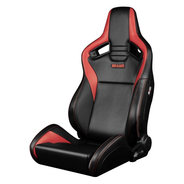 Braum® - Elite V2 Series Racing Seats, Black Leatherette with Red Inserts