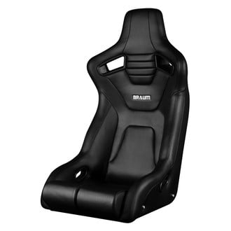 Braum® - Elite-R Full Bucket Carbon Fiber Sport Seat, Black Leatherette with Black Stitching