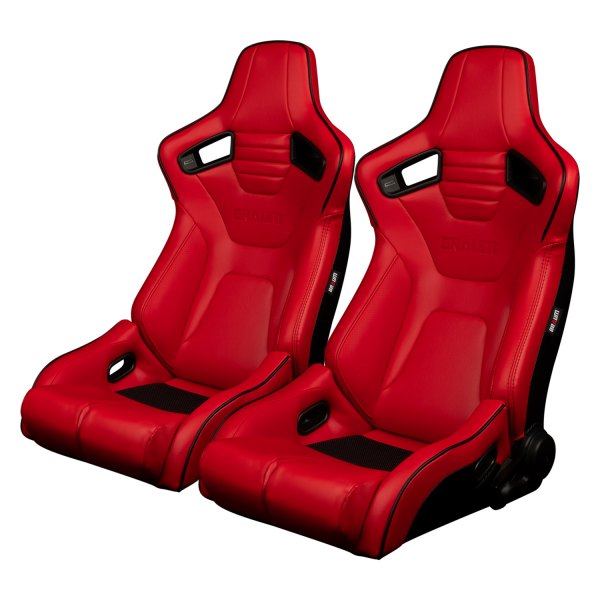 Braum® - Elite-R Series Sport Seats, Red Leatherette with Black Stitching